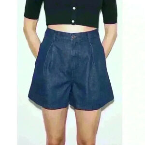 Moussy- Women’s Blue Denim Flare High Waisted Shorts Size Medium NWT!